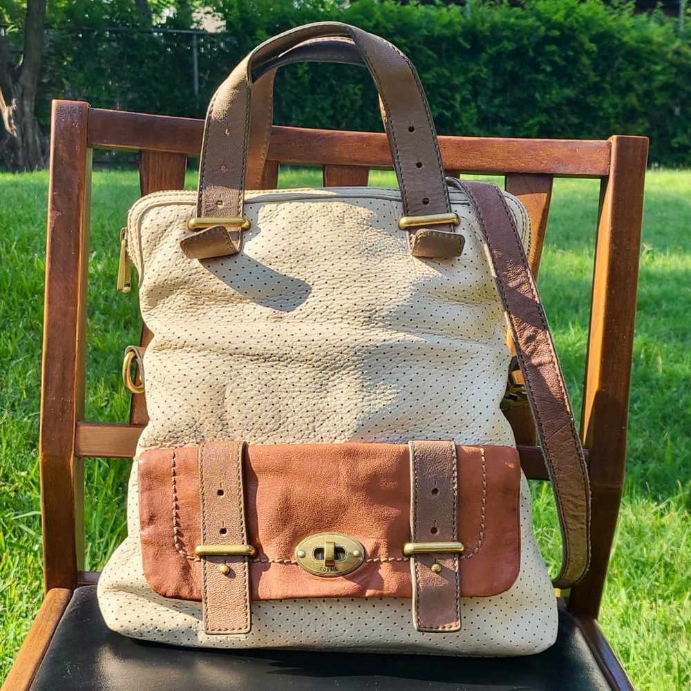 Fossil Mason crossbody leather perforated bag
